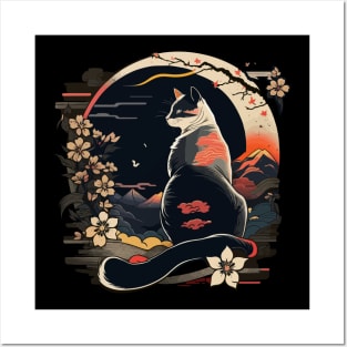 Cat Japan Style Funny Cat Gift Retro Vintage Funny Cat Posters and Art